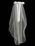 Lito Girls White 30 Inch Organza Flower Satin Ribbon Comb Communion Veil - SophiasStyle.com